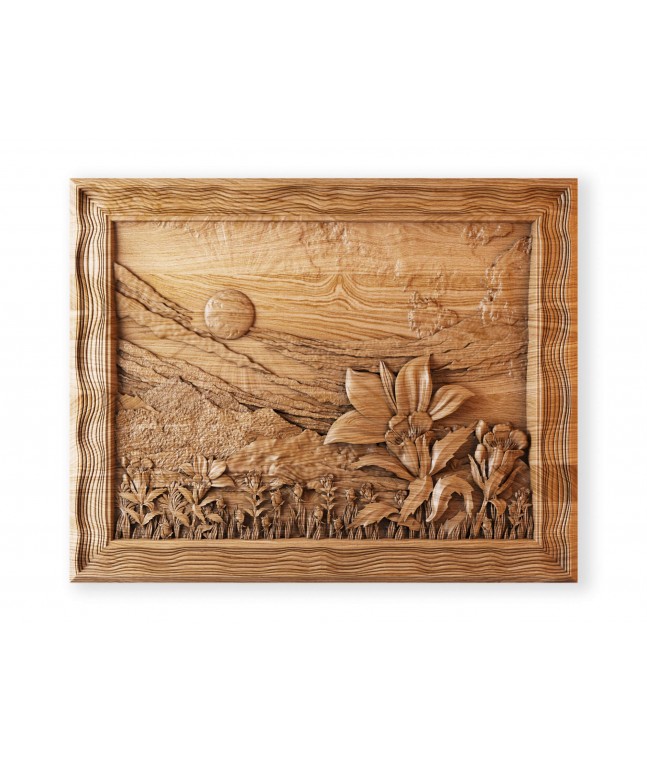 Панно «Пейзаж с цветком»